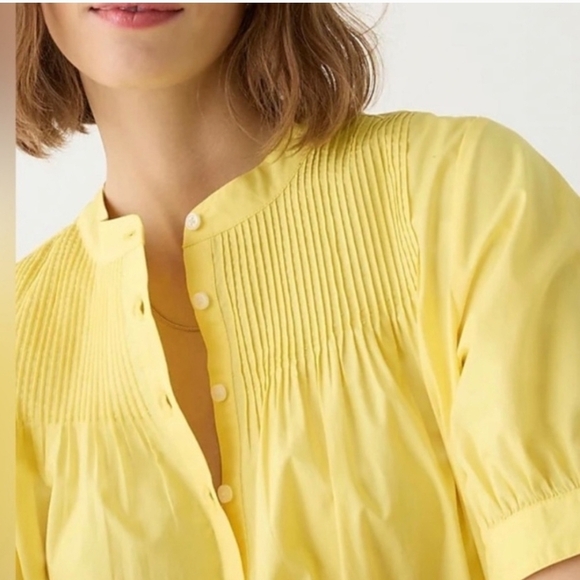 J. CREW Short-sleeve mini shirt-dress in cotton poplin Classic Yellow Size XS - Picture 3 of 16